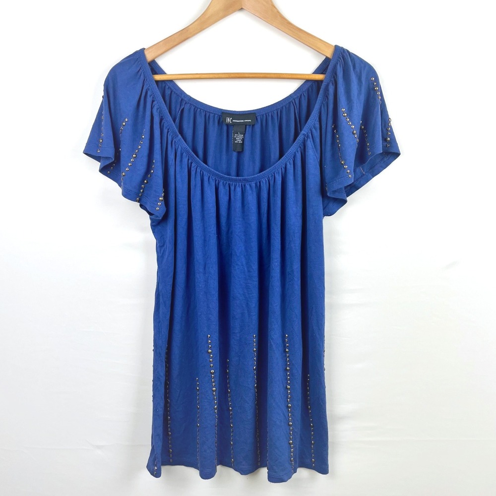 2000s Womens L Studded Tunic Top Boho Flutter Sleeve Y2K Indie Fairy Grunge - Picture 7 of 7